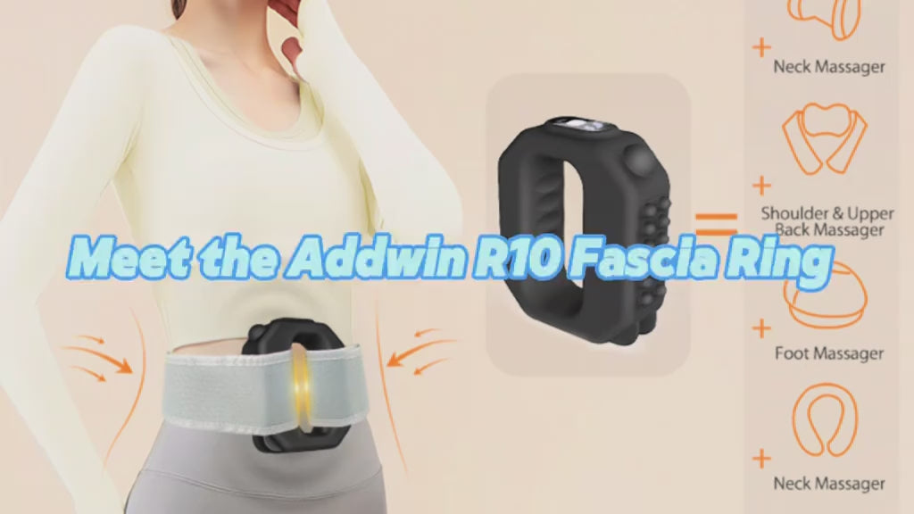 ADDWIN 2026 New Fascia Ring R10 Mini Muscle Recovery Fascia Device upgraded adjustable strap fits Up to 55in waist, Cordless Rechargeable, Designed for Waist & Back Muscle Recovery portable massager parents gift summervibes